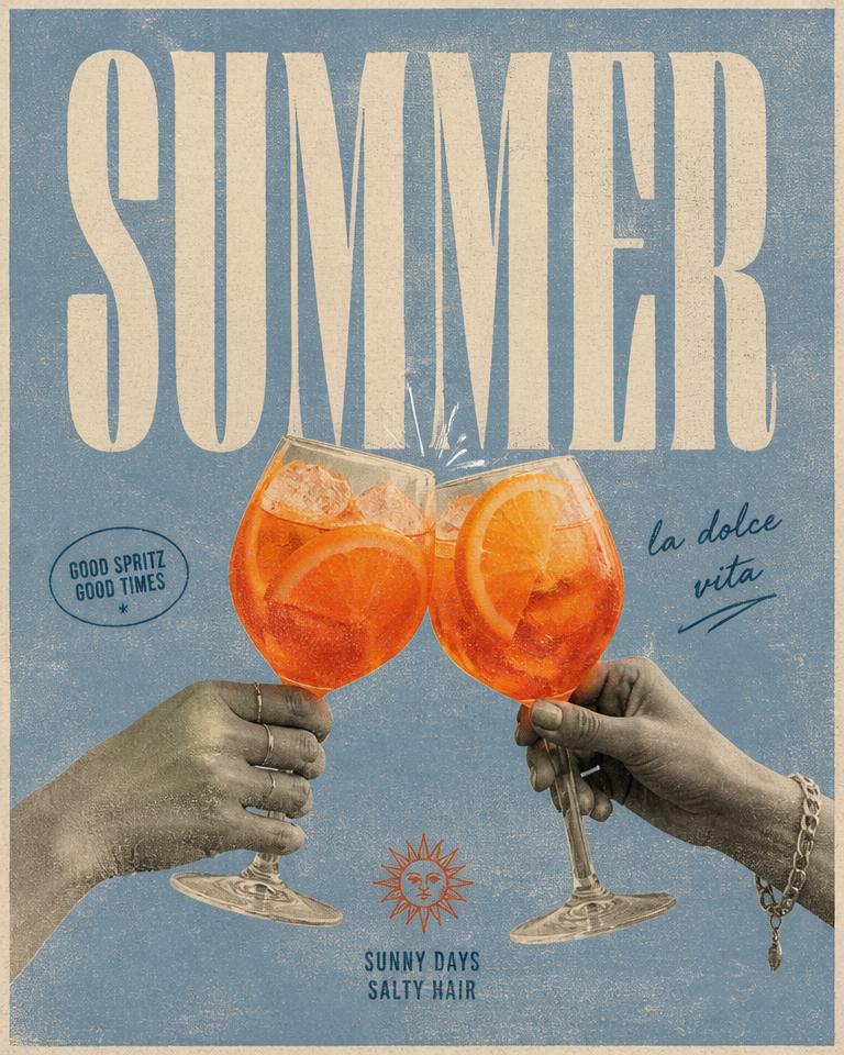 Retro summer campaign asset in the content library